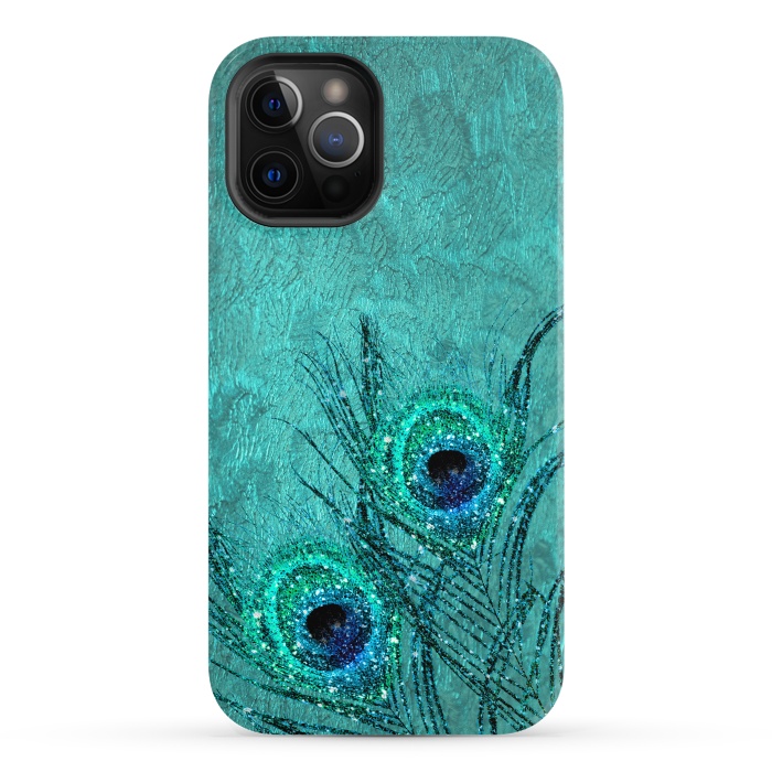 iPhone 12 Pro StrongFit Peacock Sparkle Feathers by  Utart