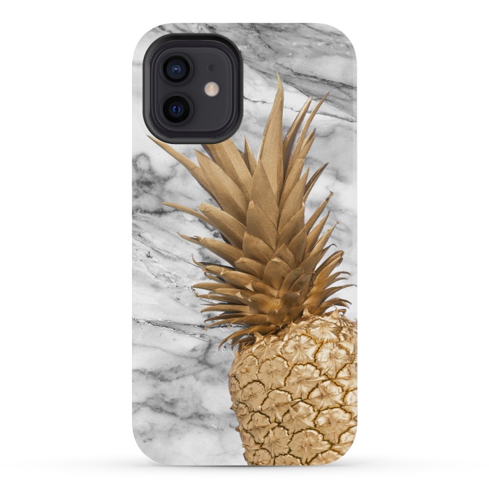 iPhone 12 mini StrongFit Gold Pineapple on Marble by  Utart