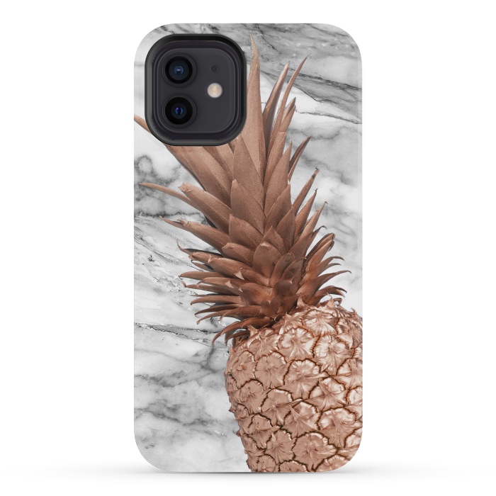 iPhone 12 mini StrongFit Rose Gold Pineapple on Marble by  Utart