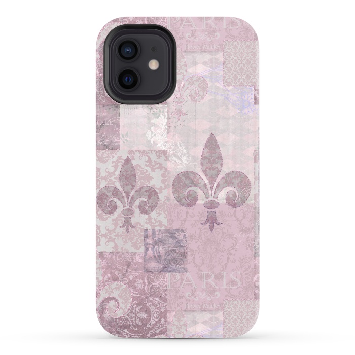 iPhone 12 StrongFit Romantic Vintage Pattern Soft Pink by Andrea Haase