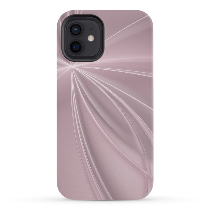 iPhone 12 mini StrongFit Fractal Light Rays Soft Pink by Andrea Haase