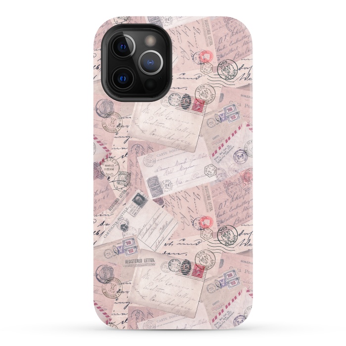 iPhone 12 Pro StrongFit Vintage Letter Collage In Soft Pink by Andrea Haase