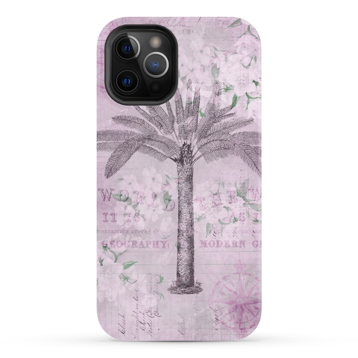 iPhone 12 Pro StrongFit Vintage Palm Tree Art by Andrea Haase