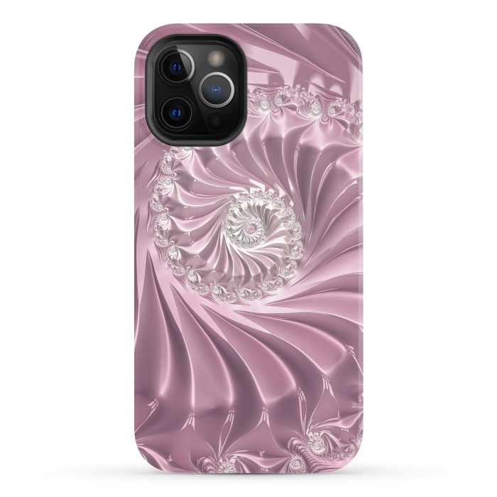 iPhone 12 Pro StrongFit Soft Pink Glamorous Fractal by Andrea Haase