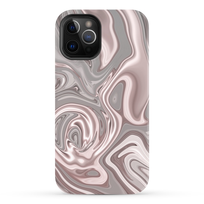 iPhone 12 Pro StrongFit Rose Gold Gray Marbled Paint by Andrea Haase