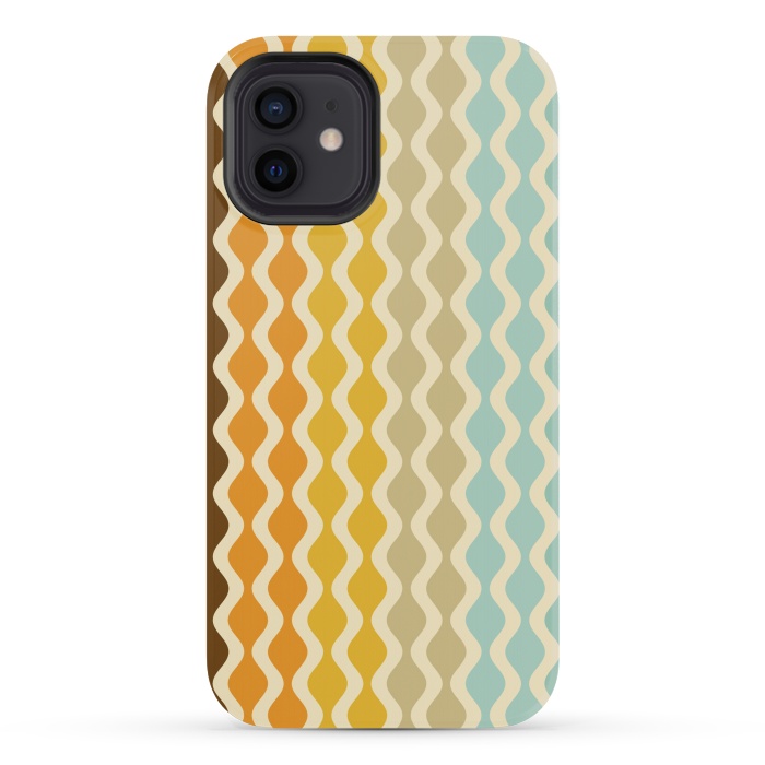 iPhone 12 mini StrongFit Falling Waves in Orange and Blue by Paula Ohreen