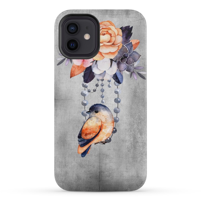 iPhone 12 mini StrongFit Vintage flowers and bird by  Utart