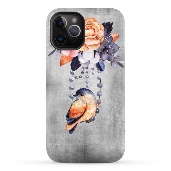 iPhone 12 Pro StrongFit Vintage flowers and bird by  Utart