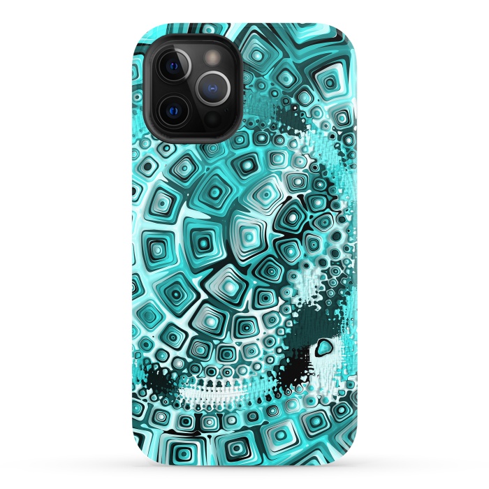 iPhone 12 Pro StrongFit Teal Blue Fractal 2 by Andrea Haase
