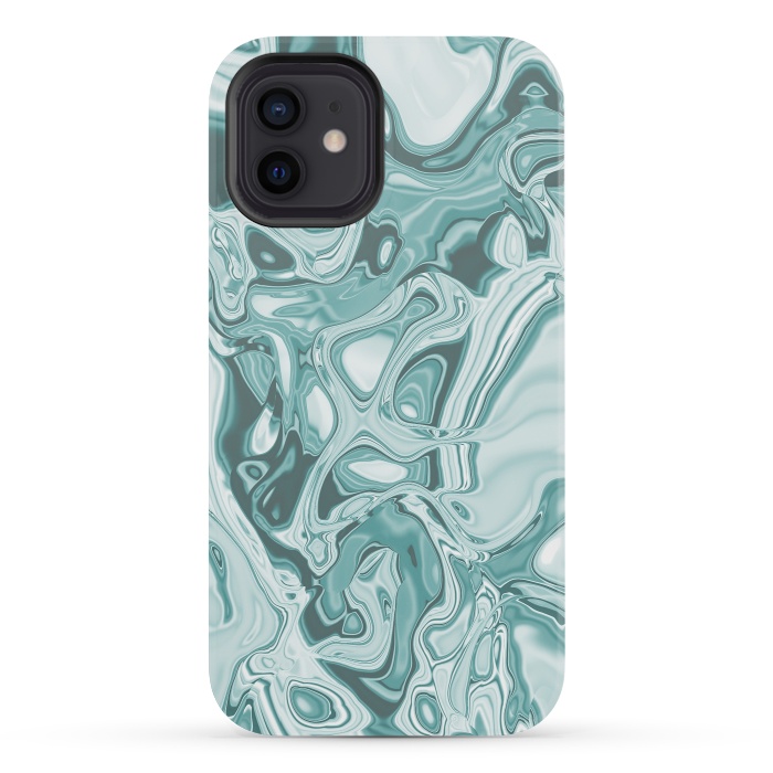 iPhone 12 mini StrongFit Faux Marble Teal Green 2 by Andrea Haase