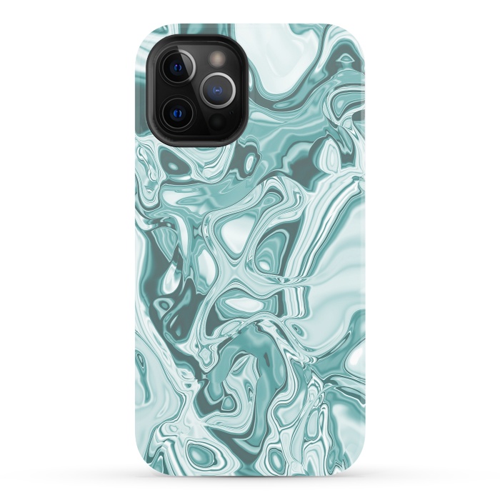 iPhone 12 Pro StrongFit Faux Marble Teal Green 2 by Andrea Haase