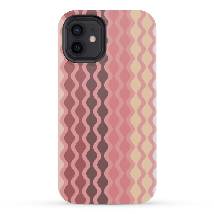 iPhone 12 mini StrongFit Falling Waves in Pink and Brown by Paula Ohreen