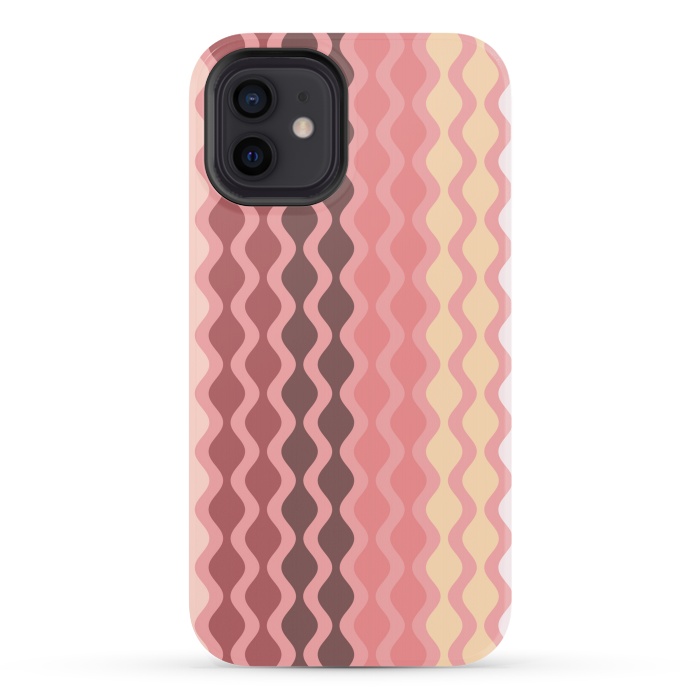 iPhone 12 StrongFit Falling Waves in Pink and Brown by Paula Ohreen