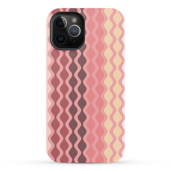 iPhone 12 Pro StrongFit Falling Waves in Pink and Brown by Paula Ohreen