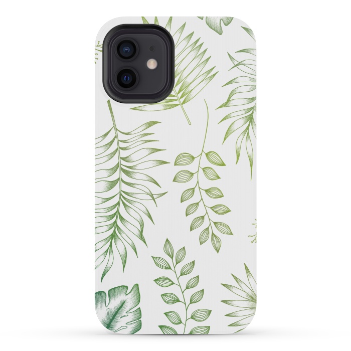 iPhone 12 mini StrongFit Tropical Leaves by Barlena