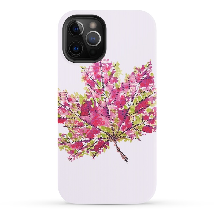 iPhone 12 Pro StrongFit Colorful Watercolor Autumn Leaf by Boriana Giormova