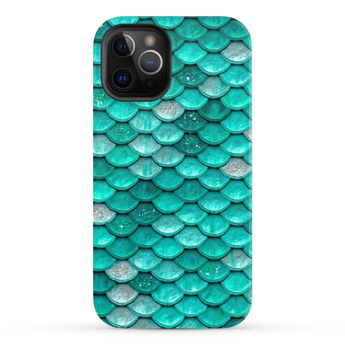 iPhone 12 Pro StrongFit Mint Glitter Metal Mermaid Scales by  Utart