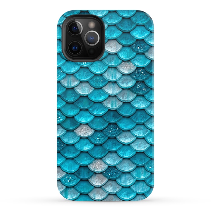 iPhone 12 Pro StrongFit Blue Metal Mermaid Glitter Scales by  Utart