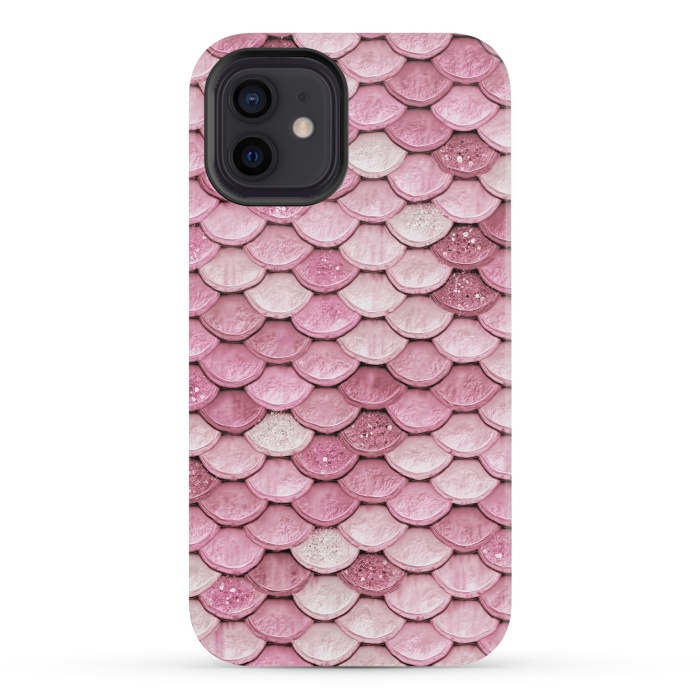 iPhone 12 mini StrongFit Pink Glitter Mermaid Scales by  Utart