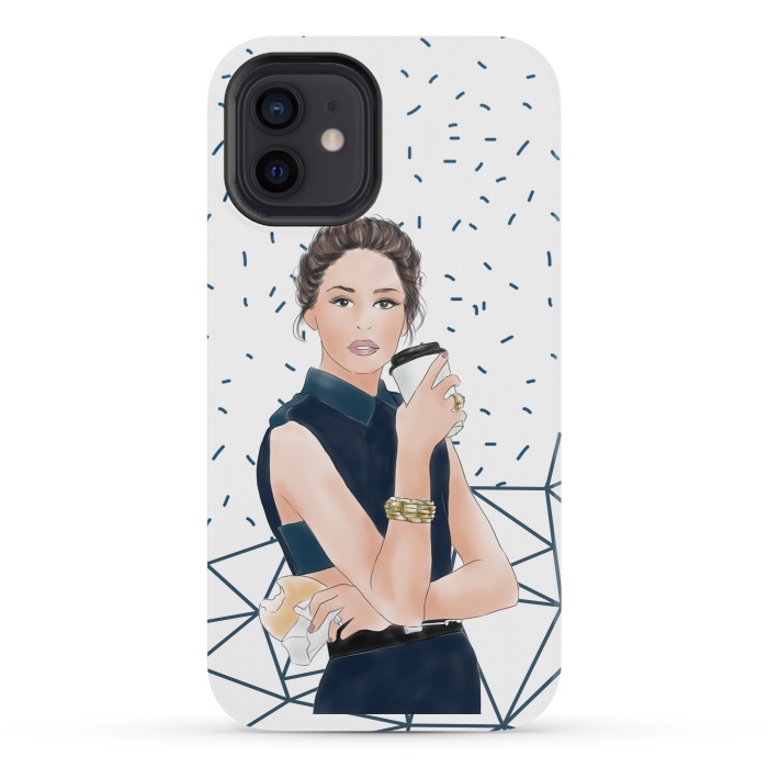 iPhone 12 mini StrongFit Fashion Girl with Coffee by DaDo ART