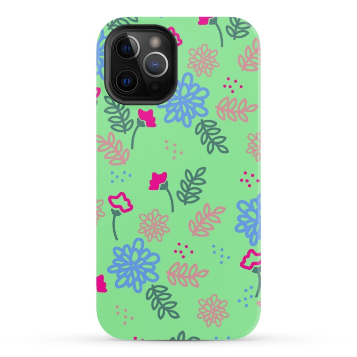 iPhone 12 Pro StrongFit blue pink floral pattern by MALLIKA