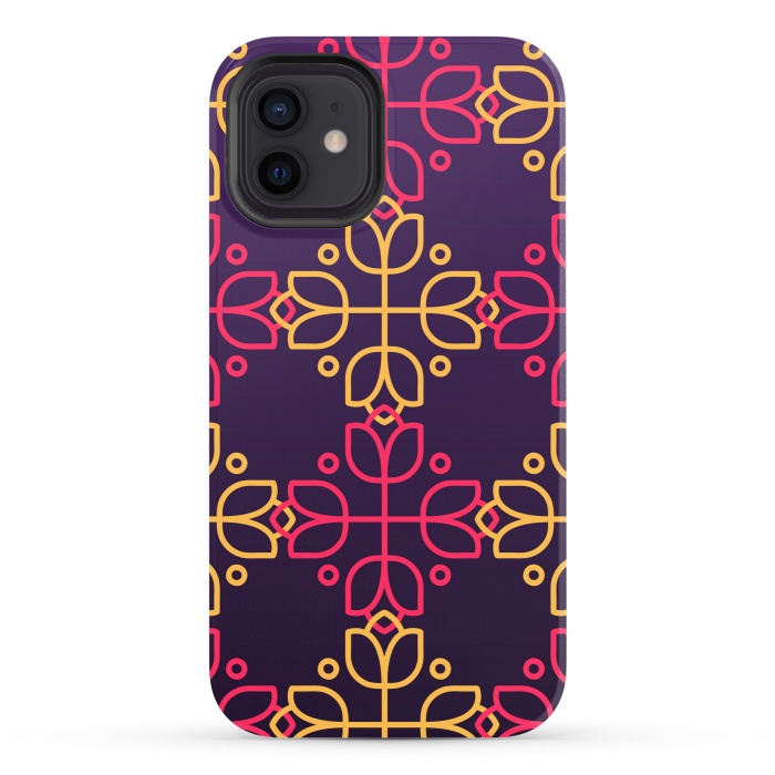 iPhone 12 StrongFit yellow pink floral pattern by MALLIKA