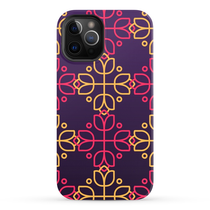 iPhone 12 Pro StrongFit yellow pink floral pattern by MALLIKA