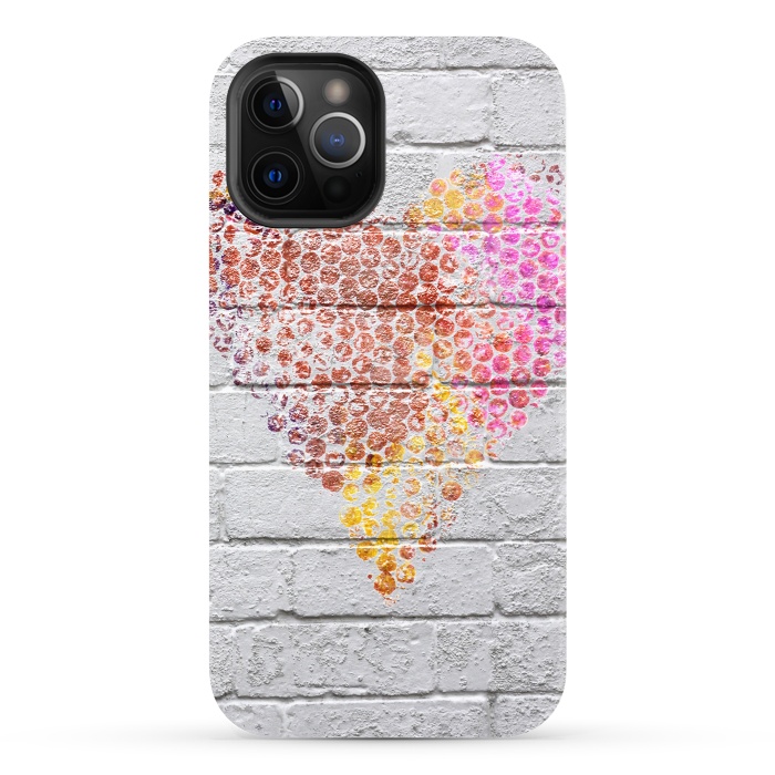 iPhone 12 Pro StrongFit Spray Paint Heart On Brick Wall by Andrea Haase