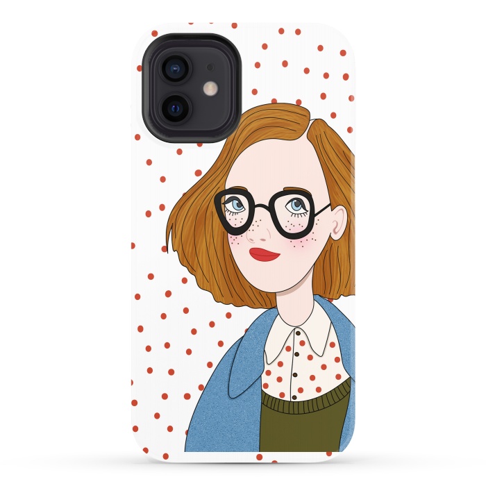 iPhone 12 StrongFit Trendy Fashion Girl with Red Polka Dots by DaDo ART