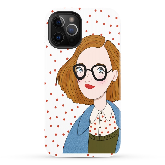 iPhone 12 Pro StrongFit Trendy Fashion Girl with Red Polka Dots by DaDo ART