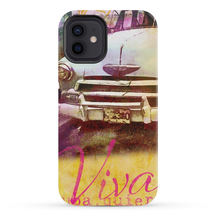 iPhone 12 mini StrongFit Viva Cuba Old Car Mixed Media Art by Andrea Haase