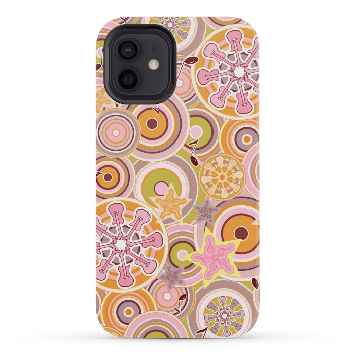 iPhone 12 mini StrongFit Glam Boho Rock in Pink and Orange by Paula Ohreen