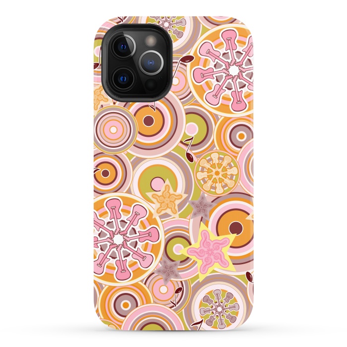 iPhone 12 Pro StrongFit Glam Boho Rock in Pink and Orange by Paula Ohreen