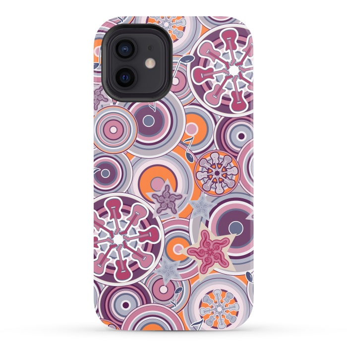iPhone 12 StrongFit Glam Boho Rock in Purple and Orange by Paula Ohreen