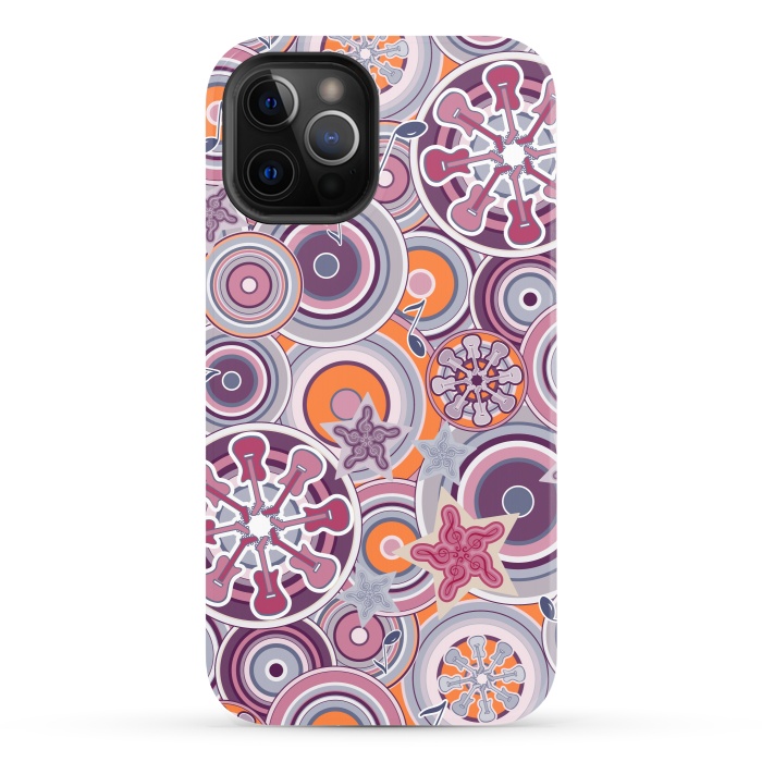 iPhone 12 Pro StrongFit Glam Boho Rock in Purple and Orange by Paula Ohreen