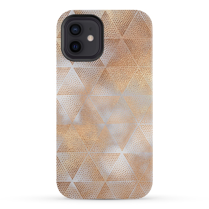 iPhone 12 mini StrongFit Rose Gold Marble Triangle Pattern by  Utart