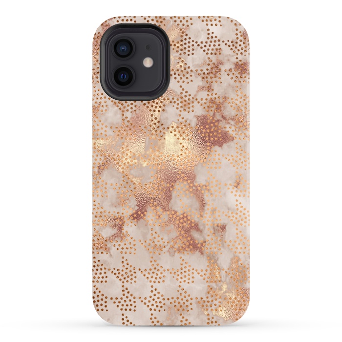 iPhone 12 StrongFit Geometrical modern Rose Gold Marble Pattern by  Utart