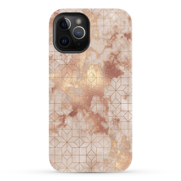 iPhone 12 Pro StrongFit Simply Minimalistic  Rose Gold Shapes Marble Pattern by  Utart