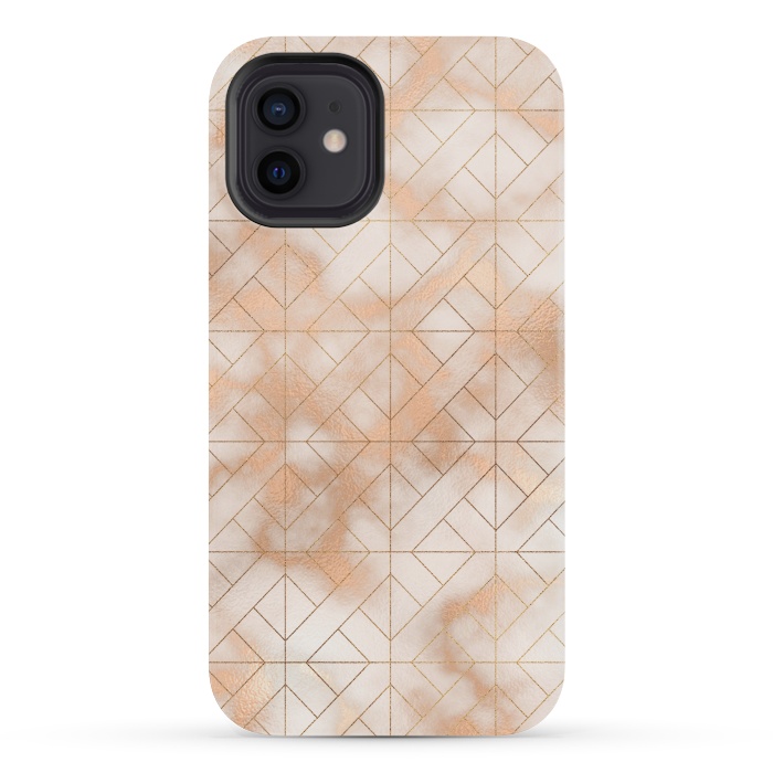 iPhone 12 mini StrongFit Modern Quadrangle Shapes Rose Gold Marble Pattern by  Utart