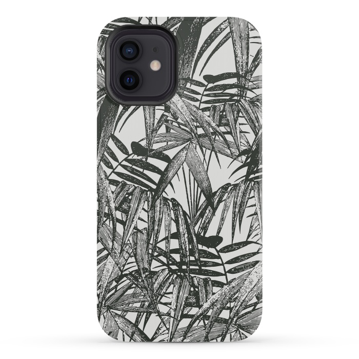 iPhone 12 mini StrongFit Vintage Palm Leaves Black And White by Andrea Haase