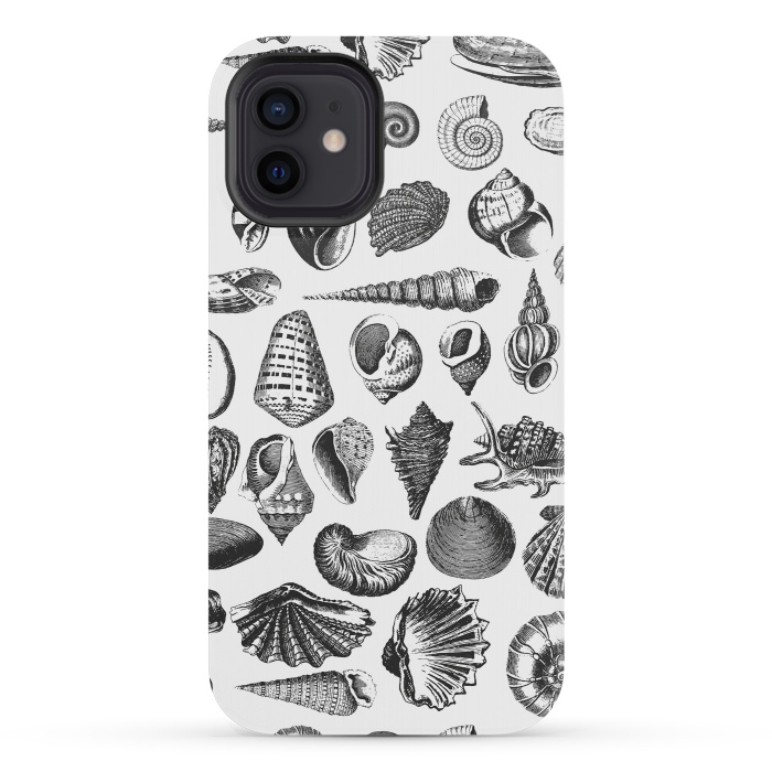 iPhone 12 mini StrongFit Vintage Seashell Collection Black And White by Andrea Haase