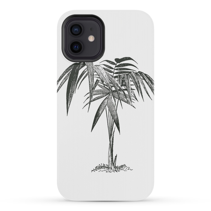 iPhone 12 mini StrongFit Black And White Vintage Palm Tree by Andrea Haase
