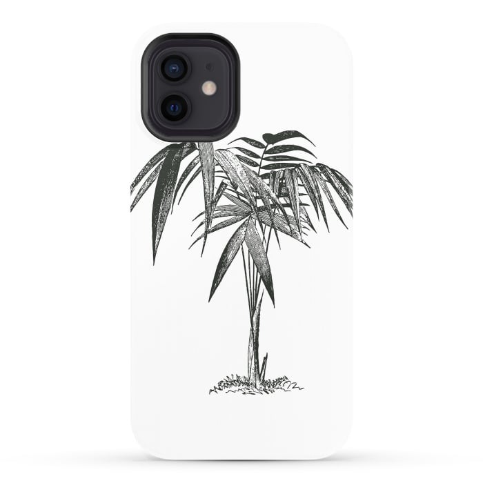 iPhone 12 StrongFit Black And White Vintage Palm Tree by Andrea Haase