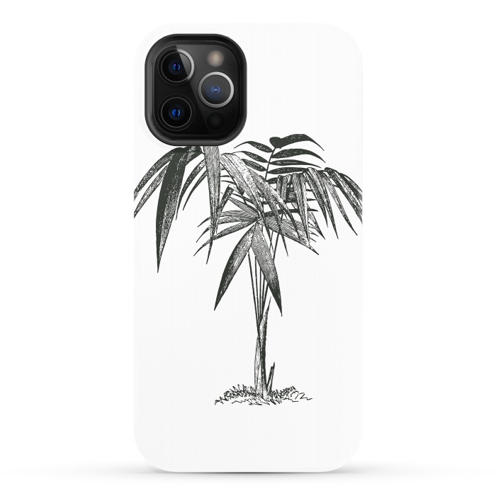 iPhone 12 Pro StrongFit Black And White Vintage Palm Tree by Andrea Haase