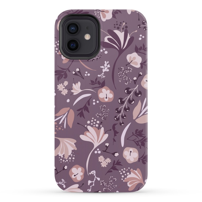 iPhone 12 mini StrongFit Beautiful Blooms on Purple by Paula Ohreen