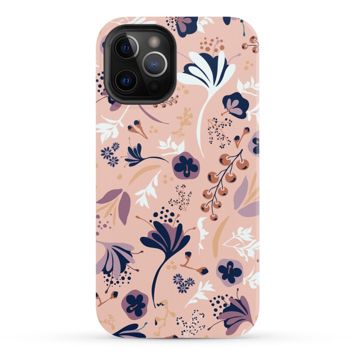 iPhone 12 Pro StrongFit Beautiful Blooms on Salmon Pink by Paula Ohreen