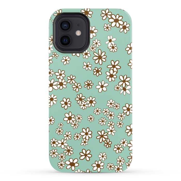iPhone 12 StrongFit Ditsy Daisies on Blue by Paula Ohreen