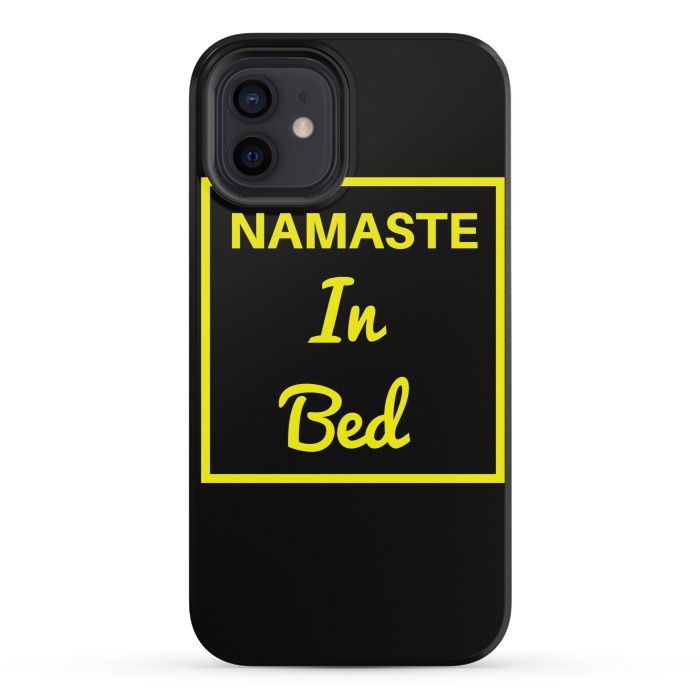 iPhone 12 mini StrongFit namaste in bed yellow by MALLIKA