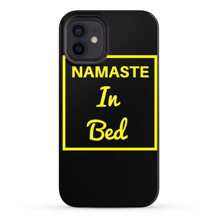 iPhone 12 StrongFit namaste in bed yellow by MALLIKA