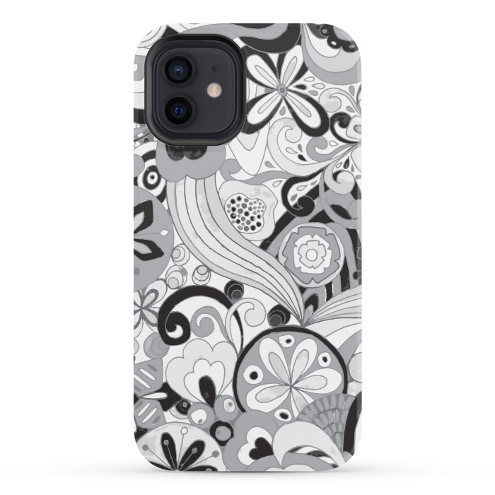 iPhone 12 StrongFit Retro Colouring Booking in Black and White by Paula Ohreen